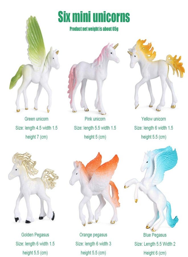 Lynkaye 6 Pcs Unicorn Pegasus Figures Sets Mythical Animals Model, Stocking Stuffers, Cake Toppers, Home Decorations, Bathtub Accessories, Gifts for Halloween and birthdays - Image 3